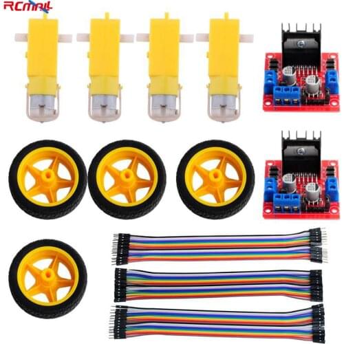 L298N Motor Drive Controller Board Stepper Motor Control Module Dual H-Bridge with DC Motor and Smart Car Wheel for Arduino