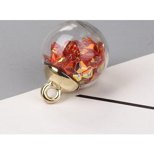DoreenBeads Zinc Based Alloy Transparent Glass Globe Bubble Bottle Charms Round AB Rainbow Sequins Pendant 21mmx 16mm, 10 PCs