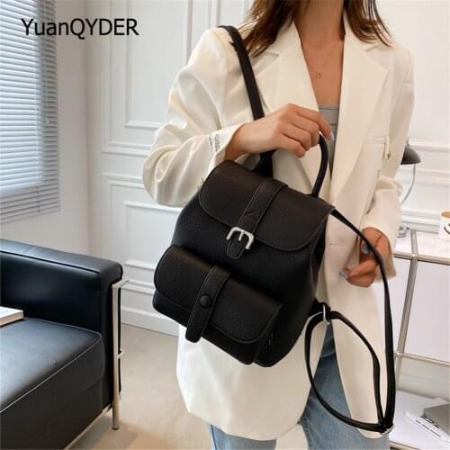 2021 Casual Solid Color Multifunctional Women Backpack High Quality Leather Fashion Ladies Travel Shoulder Bags Mochila Mujer