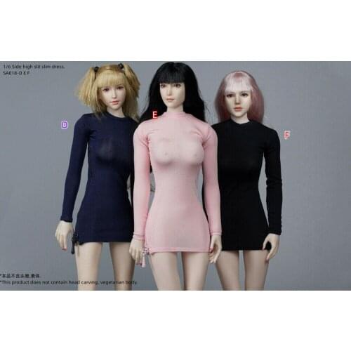 1/6th Female Soldier Clothing Accessories Side High Slit Slim Dress Model
