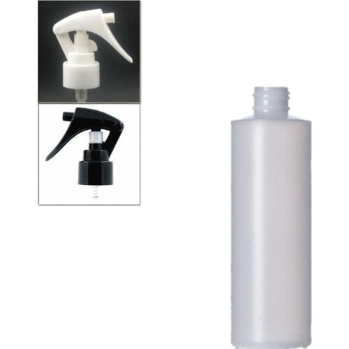 250ml empty plastic soft bottle , natural-colored HDPE cylinder round with black/white Trigger Sprayers