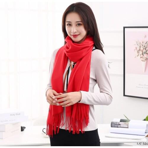 2019 New Imitation Cashmere Scarves Solid Color Thickening Long Snood Scarf Winter Warm Tassel Shawl For Women Fashion Scarves