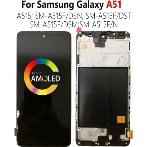 Super AMOLED A515F LCD For SAMSUNG Galaxy A51 A515 LCD With Frame SM-A515F/DSN SM-A515F/DSM Display Screen Touch Digitizer Test