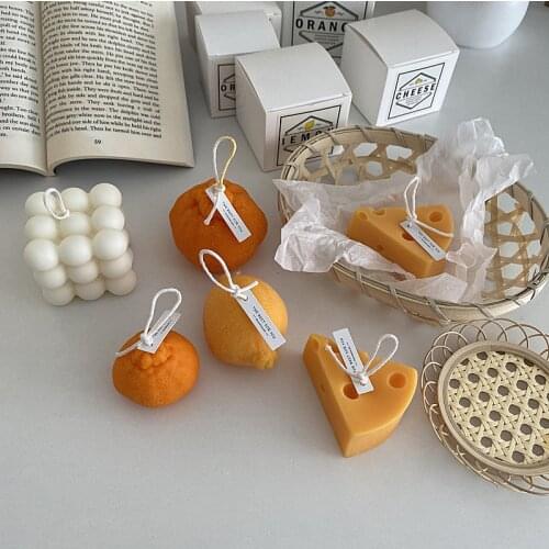 Ins Style Korean Fruit Aromatherapy Candle Decoration Home Chic Cheese Soy Wax Creative Candle Gift Female Shooting Props