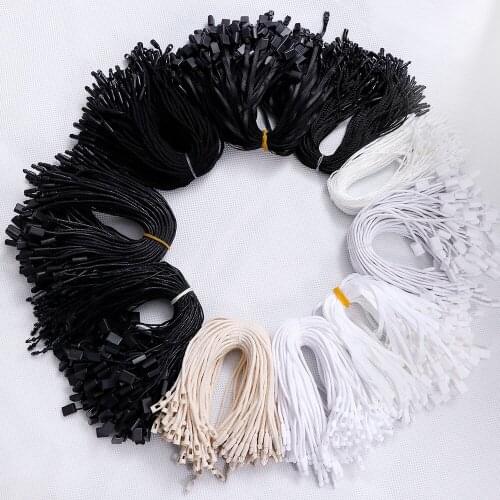 1000Pcs 185mm Length High Quality Wax Line Tubular fixed design Tag Rope For Garment Bag Tags Cards, DIY Clothing Accessories