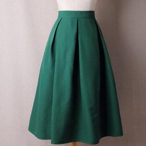 Women Pleated Skirts 2021 Summer Skirt Vintage High Waist knee-length Office ball gown skirt plus size 4XL