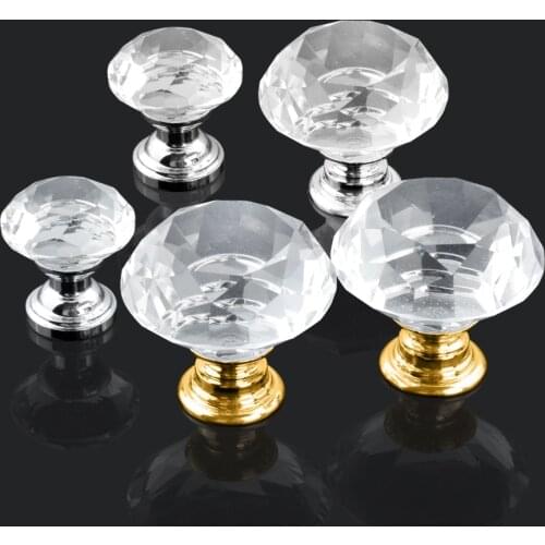 1/10pcs 20-40mm Diamond Shape Wardrobe Handles Hardware Drawer Kitchen Door Furniture Crystal Pulls Design Glass Knobs Cupboard