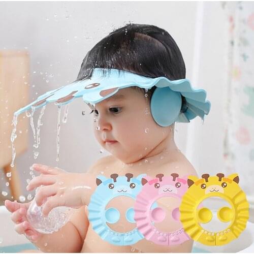 1 Pcs Baby ShowerCap Adjustable Hair Wash Hat for Newborn Infant Ear Protection Safe Children Shampoo Shield Bath Head Cover