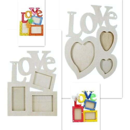 1PCS Hot Sale Durable Lovely Hollow Love Wooden Family Photo Picture Frame Rahmen White Base Art Home Decor
