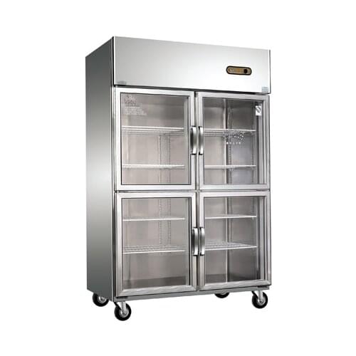 -10~0 Degree D1.0l4 4 Doors Glass Cabinet Food Cooler Chiller Keep Fresh Display Commercial Storage Cabinet Refrigerator