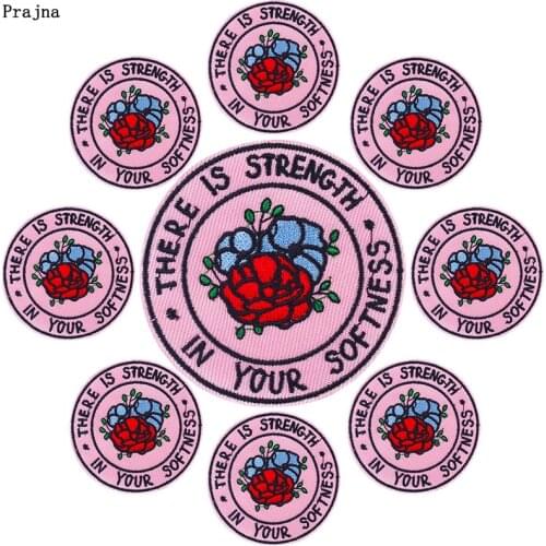 Prajna 10 PCS Cartoon Patch Round Letter Applique Embroidered Patches For Clothing Stickers Iron On Patches On Clothes DIY