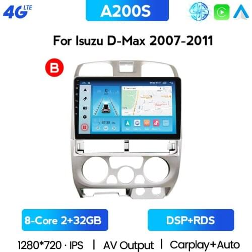 2 Din Android 10 Car 4GLTE WIFI Android Auto BT Radio For Isuzu D-Max DMAX 2007 2008 2009 2010 2011 GPS Navigation No DVD Player