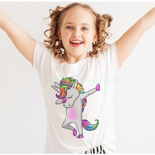 2020 Girls Summer Tops Unicorn Party Children White T shirts Unicorn Baby Boys Girl Clothes Baby Girls Tshirt Kids Clothing Tees