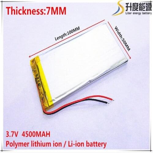 Free shipping 1pcs/lot 7050100 3.7 V lithium polymer battery 4500 mah DIY mobile emergency power charging treasure battery