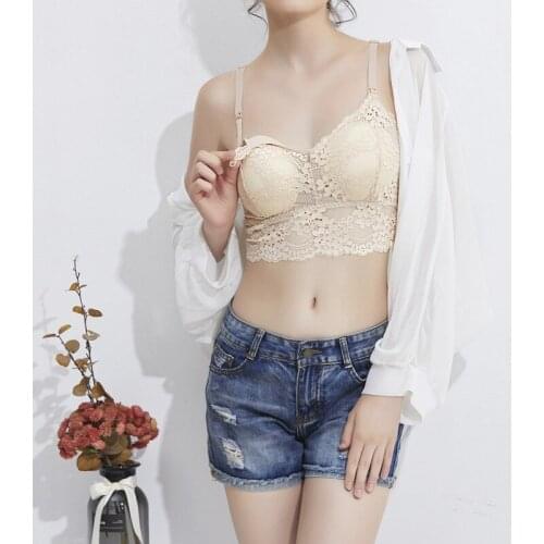 Nursing Bras Lace Top Open Buckle Feeding Underwear Comfortable Solid Color Lace Pregnant Women Wire Free Nursing Bra Underwear