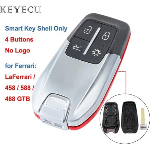 Keyecu Shell Only Smart Remote Key Case Cover 4 Buttons for Ferrari 458 588 488GTB LaFerrari - without Logo on the Back