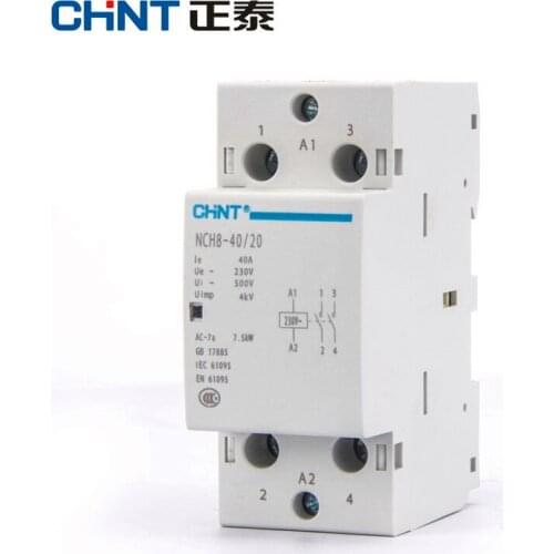 CHNT CHINT NCH8-63/20 Modular AC casa Contator 220V 230V 50HZ/AC20A 40A 63A 1NO 1NC 2NO 2NC