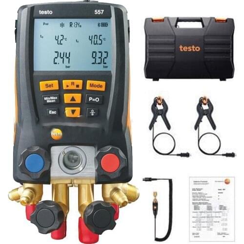 Testo 557 Digital Pressure Gauge for Refrigeration Air Conditioning Refrigeration Manifold Clamp Probe Kit Temperature Test Tool