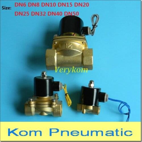 Pneumatic 2 Way N/C Water Electric Solenoid Valve Air Gas Diesel Oil 1/8" 1/4" 3/8 1/2" 12V 24V DC 110V 220V 2W025-08 2W160-15