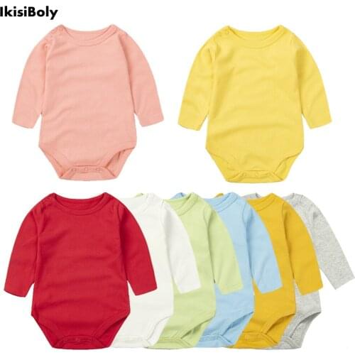 Babe New Rompers Girls Boys Long Sleeve Premium Bodysuits Pure Color Clothing Jumpsuits Toddlers Infant Born White Kids Costume
