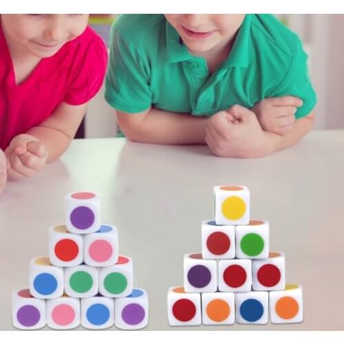 E56D 10 Pieces Acrylic Dice 6 Sided Round Colorful Pattern Dice for Club/party/family DIY Games Accessories 16mm