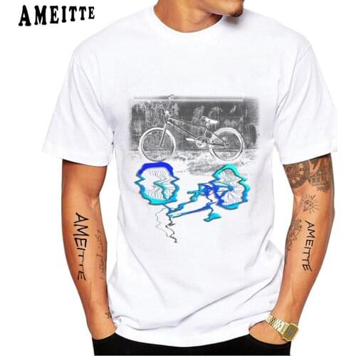 New Summer Men Short Sleeve Vintage Mountain Bike Print T-Shirt Funny Forest Bicycle Sport Design White Casual Boy Cycling Tees