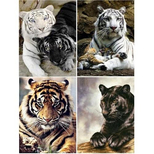 Kamy Yi Bricolage Diamant Peinture Animal 5d Diamant Broderie Tigre Plein Carré Mosaïque Strass Point De Croix Décoration De La