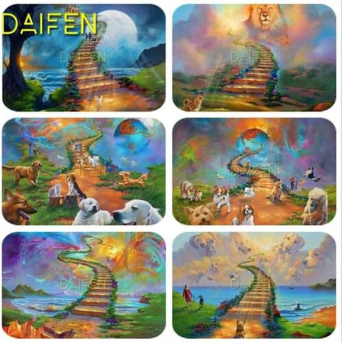 Full Round Diamond painting Cross stitch Full Square Diamond embroidery dog cat together go to the heaven DIY 3D Diamond mosaic
