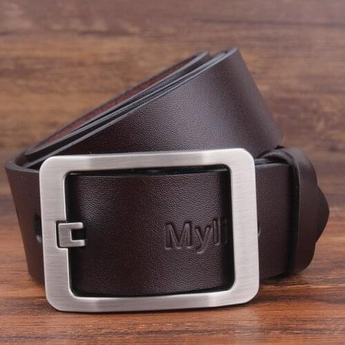 Cow genuine leather luxury strap male belts for men new fashion classice vintage pin buckle leather belt male belt