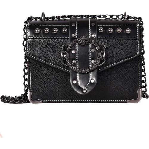 Fashion Women Square Bag 2020 New Quality PU Leather Womens Designer Handbag Rivet Lock Chain Shoulder Messenger Bags ZF10467