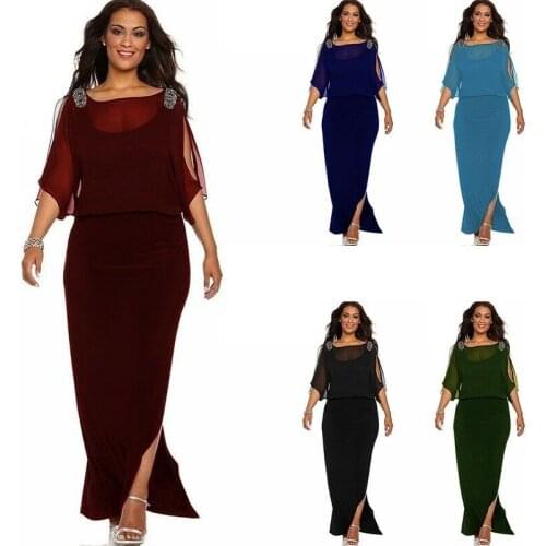 Fashion WomenS Open Shoulder Chiffon Casual Party Formal Maxi Dress