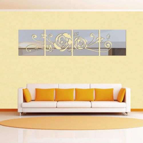New 3d mirror wall stickers acrylic sticker adesivo de parede home decor modern large flower decoration