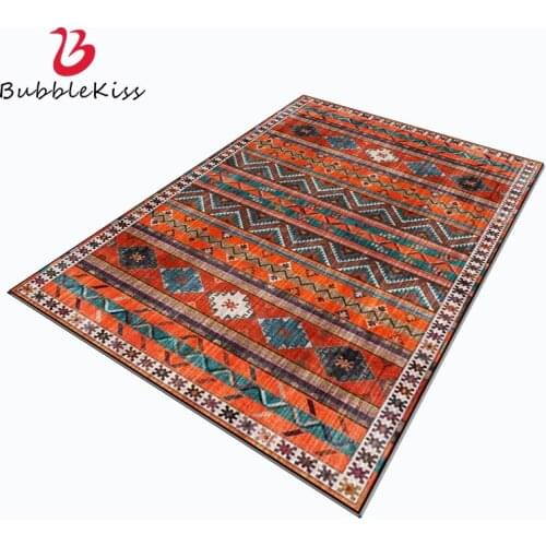 Bubble Kiss Nordic Style Retro Stripe Pattern Carpets Orange Customized Home Decor Bedroom Area Rugs Living Room Thickened Mat
