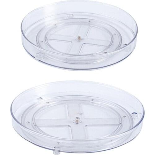 P15D Transparent Multifunctional 360° Rotation Rack Round Plastic Turntable Spice Organizer Cosmetics Storage Shelf Food for