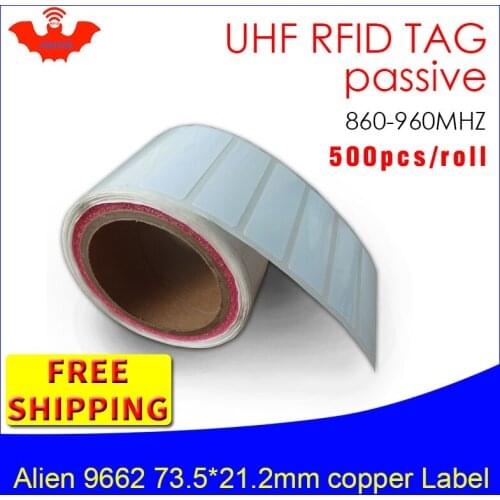 RFID tag UHF sticker Alien 9662 EPC printable copper label 915mHiggs3 500pcs free shipping long range adhesive passive RFID labe
