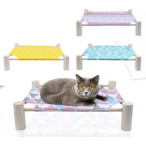 DIY Assembled Breathable Wooden Bed Pet Puppy Dog Cat Cage Guinea Pig Kitty Cradle Suspended Swing Camp Bed Play Toy Gift