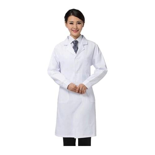 Unisex Long Sleeves Scrubs Lab Nurse Doctor White Coat Uniforms