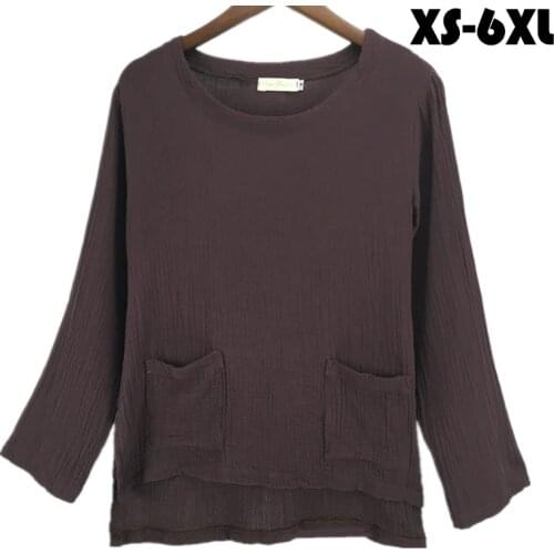 2020 Spring Autumn womens casual loose cotton and linen shirts, casual long sleeve shirts,plus size women clothes S-5XL 6XL