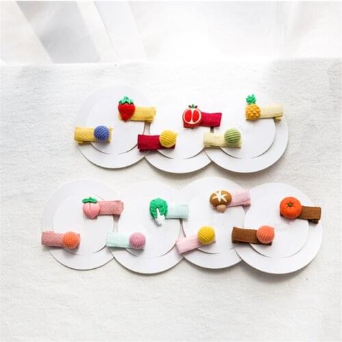 10Set/Lot Girls Cute Cartoon Animal Fruit Vegetable Hairpins Children Sweet Hair Clip Barrettes Kids Fashion Hair Accessories