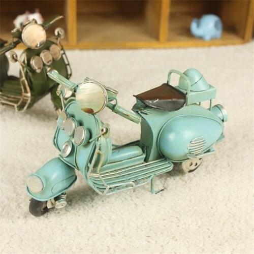 Iron car model toys miniature Retro motorcycle ornaments home coffee shop wedding decorations gifts high quality