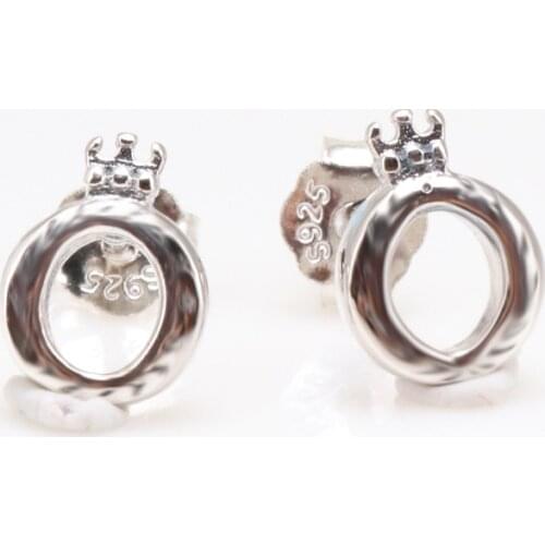 Original 925 Sterling Silver pandora Earring Polished Crown O Earring For Women Wedding Gift Fashion Jewelry
