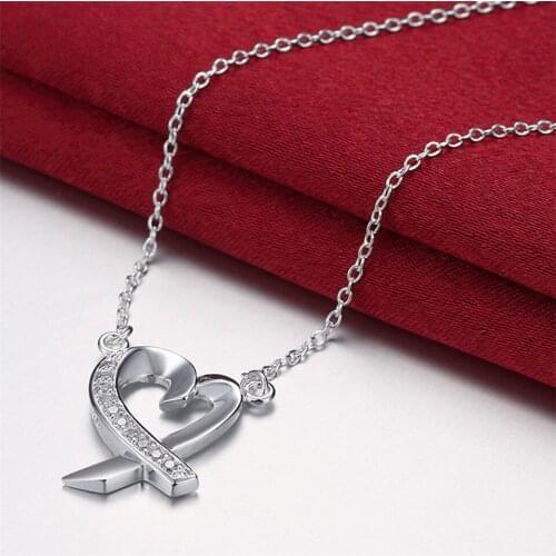 925 Sterling Silver Heart AAA Zircon Pendant Necklace For Women Wedding Engagement Party Fashion Jewelry Gift
