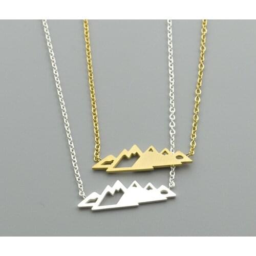 Wholesale 10pcs Stainless Steel Necklace Women Vintage Mountain Jewelry 2018 high quality Snow mountain necklace
