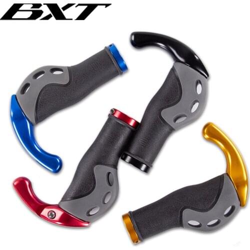 1 pair Mountain Bike Handle Grip Anti-Skid Ergonomic Bilateral Lock On MTB Bicycle Handlebar Grips with Aluminum End Cap
