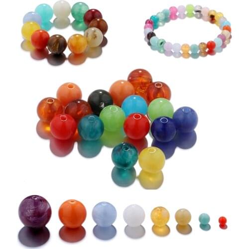 10-200Pcs 6-24mm Round Imitation Natural Stone Bead Loose Spacer Beads for DIY Necklace Bracelet Jewelry Making Accessories