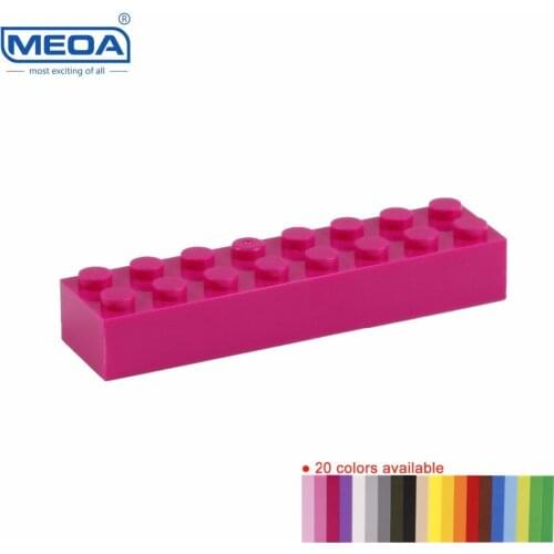 100g=20pcs MEOA 2*8 Higher Brick 16 Dots Small Building Blocks Spare Parts 100% Compatible Logce Assemble Toy for Adult Children