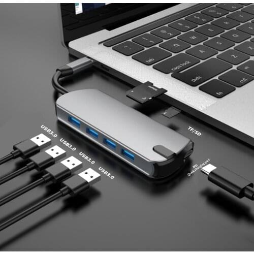 5/6/7 In 1 USB-C HUB Type C to Multi USB 3.0 Hub Adapter Dock Station For MacBook Pro Huawei USB-C 3.1 Splitter Hub Card Reader