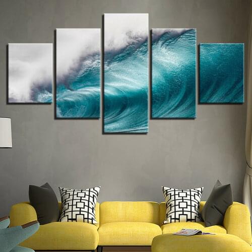 Rolling Waves Ocean Seascape 5 Pcs Canvas Picture Print Wall Art Canvas Painting Wall Decor for Living Room No Framed