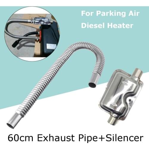 60cm Car Exhaust Pipe Gas Vent Hose 24mm Car Truck Portable Pipe Silencer Exhaust Muffler Clamps Bracket for Diesel Heater