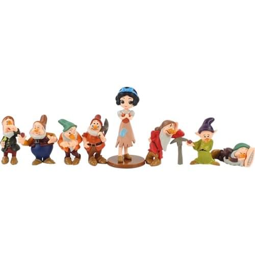 8pcs/lot Princess Snow White and The Seven Dwarfs Figure Toy Q Vesion Tales Model Dolls Gift for Children